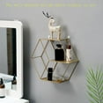 thumbnail image 6 of Wrought Shelf Rack Sofa Background Wall Decoration Metal Wall Hanging Decor Hexagon Floating Wall Shelf - golden, 6 of 7