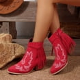 thumbnail image 2 of Red Womens Chunky Heel Boots With Side Zipper And Round Toe For Winter Casual And Fashionable Look, 2 of 9