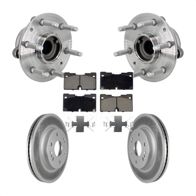 Transit Auto Front Hub Bearing Assembly Coated Disc Brake Rotor and Ceramic Pad Kit for Car Chevrolet GMC Silverado 1500 Sierra Yukon Tahoe Limited XL Cadillac LTD Escalade Suburban ESV RWD KBB-132973