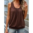 thumbnail image 4 of Women's Polka Dot Tank Tops Sleeveless Loose Fit Pleated Tunics Crewneck Summer Vacation Outfits Dark Brown XXL, 4 of 5