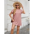 thumbnail image 2 of Women's Round Neck Short Sleeve Mini Dress 65% Rayon 30% Polyester 5% Spandex Lightweight Daytime Wear Daily Wear, 2 of 17