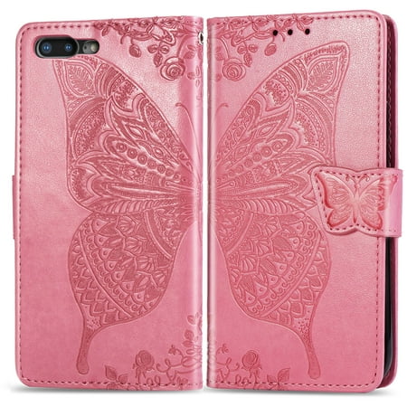 iPhone 7 Plus Case, iPhone 8 Plus Wallet Folio Case Magnetic Closure RFID Blocking Card Slots Kickstand Shockproof Absorption Double Protection Case for Apple iphone 7 Plus / 8 Plus, Pink