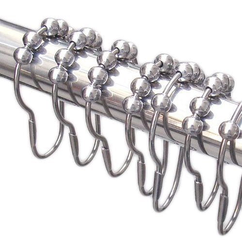 InterDesign Steel Roller Shower Curtain Rings/Hooks Satin Nickel Set of 12