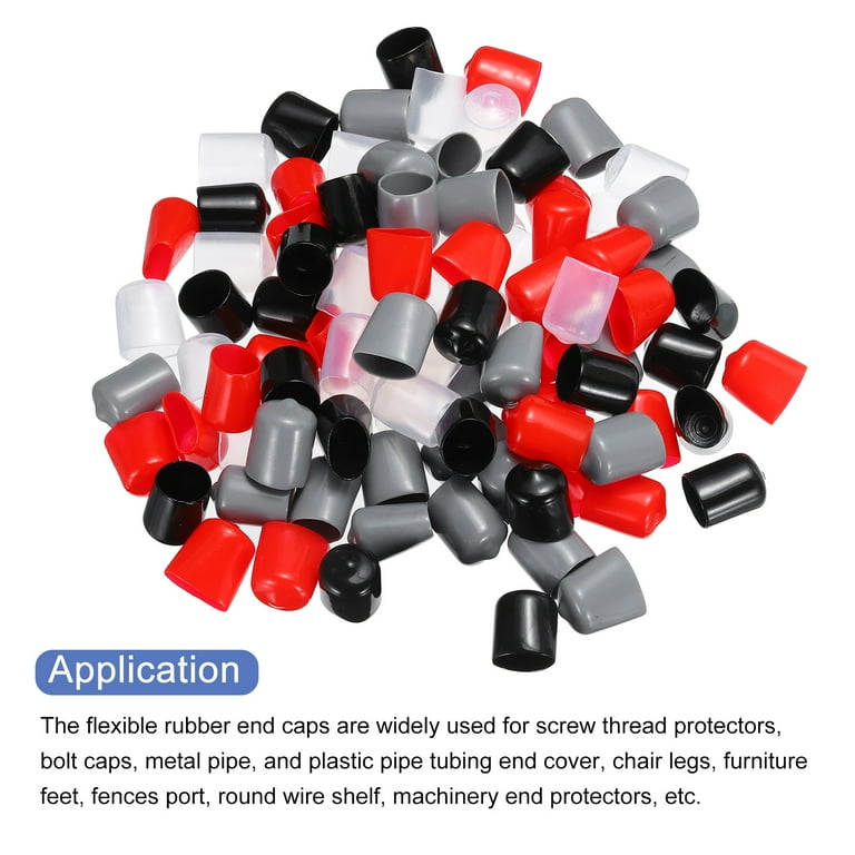 Uxcell 20pcs Rubber End Caps, 5/8" (16mm) ID, Vinyl Round Tube Bolt Cover Caps - Gold Thread Protectors