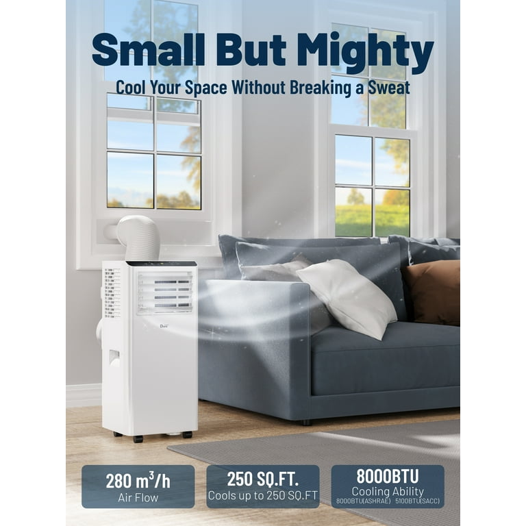 DuraComfort 8000BTU Portable Air Conditioner for Room up to 230 Sq.Ft, 3-in-1 AC Unit 4900BTU (SACC), Cooling, Dehumidifying, Fan