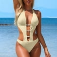 thumbnail image 2 of Lorytime Stringy Bikini for Women 2 Piece Cutout Sweat Suits Halter Neck Bathing Suit Vacation Beach Yellow XL, 2 of 9