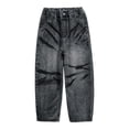 thumbnail image 3 of WMQPNNS Boys Cargo Jeans Boys Denim Pants Size 18 Kids Baggy Elastic Waist Wide Leg Denim Pants Vintage Straight Leg Denim Cargo Pants with Pockets(Size 5-6 Years, Grey-C), 3 of 9