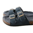 thumbnail image 3 of Roxoni Women's Open Toe Feather Slipper with Adjustable Double Buckle Cozy Cork Slide Sandal, 3 of 8