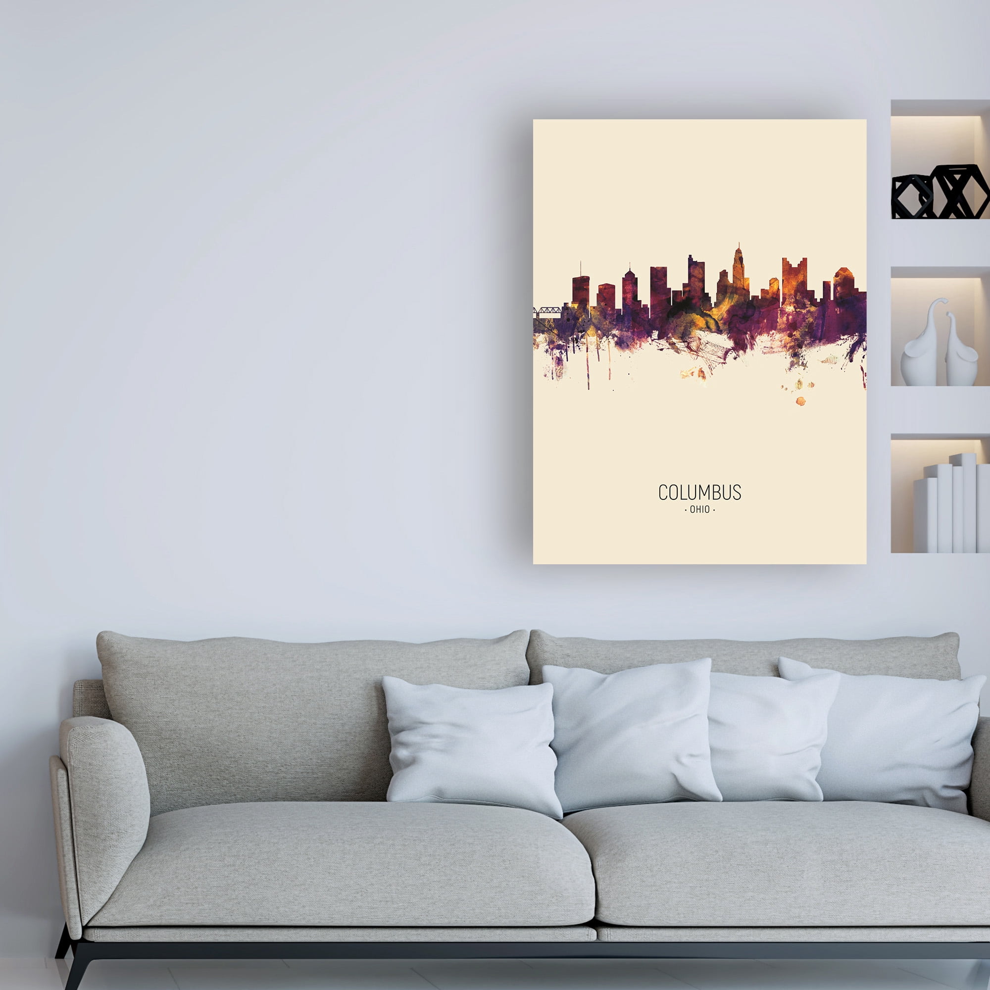 Trademark Fine Art 'Columbus Ohio Skyline Portrait III' Canvas Art by Michael Tompsett
