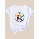 thumbnail image 4 of Camiseta informal de moda para mujer con estampado de manos coloridas - Cuello redondo, manga corta, algodón transpirable - Perfecta para primavera/verano/otoño, top deportivo de ocio, 4 of 7