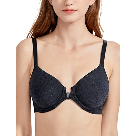 

DELIMIRA Women s Front Closure Underwire Lightly Lined Jacquard Shaping Bra
