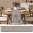 thumbnail image 6 of Mediterranean Short Table Runner 48 Inches Long,Vintage Bohemia Ethnic Peony Flower Cotton Linen Table Runners Dresser Scarves,Fabric Tabletop Scarf Furniture Cover for Home Dinner Party 13"x48", 6 of 9