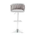 thumbnail image 6 of Swivel Bar Stools Set of 2, Adjustable Counter Height Barstools with Woven Backrest and Silver Base, Boucle Fabric Upholstered Bar Chairs for Kitchen Island Pub Dining Room, Gray, 6 of 8