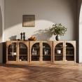 thumbnail image 4 of BELLEZE Set of 3 Modular Sideboard with Arched Glass Door, Accent Display Buffet Cabinet with Storage and Adjustable Shelves,Classic Modern Credenza for Dining Room Living Room Entryway (Camel), 4 of 7