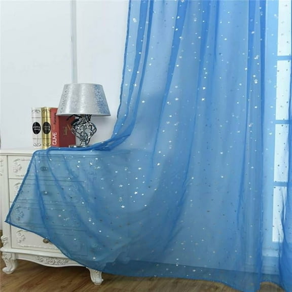 Aooww Twinkle Star Room Curtains,1 Panels Nursery Sheer Curtains,Rod Pocket Panels Drapes Window Treatment for Bedroom Livingroom-39.37 in 脳 78.74 in