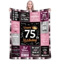 thumbnail image 1 of LHSHID Unique Happy Birthday Fleece Throw Blanket Funny 75 Years Old Birthday Decorations Gifts Best 75th Birthday Gfit Ideas for Mom Wife Sister Friends Female 30"x40", 1 of 7