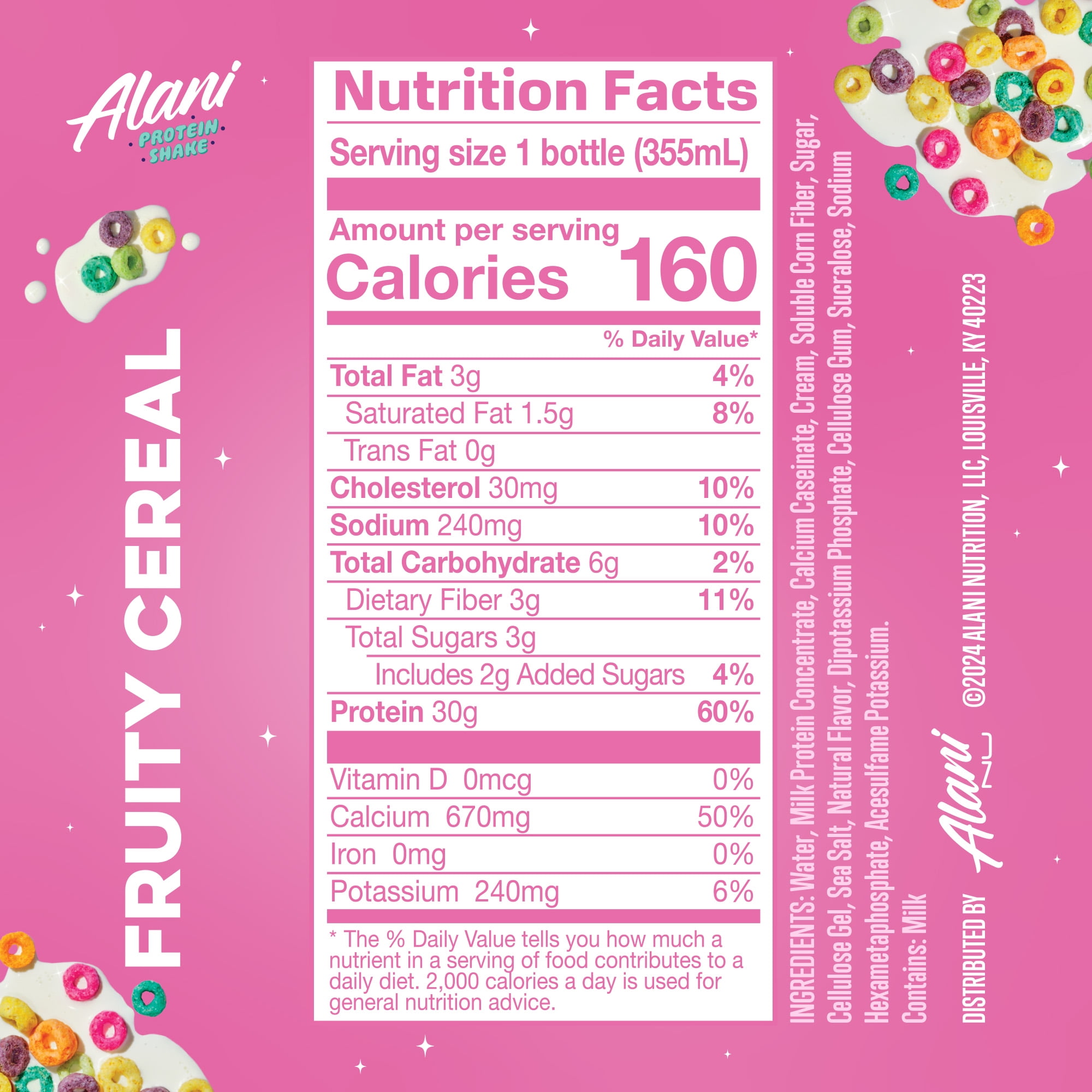 Alani Nu Protein Shake, Fruity Cereal, 12 fl oz, Bottle, 30g