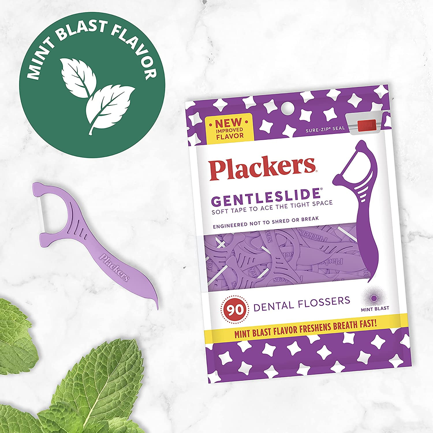 Plackers Gentleslide Dental Floss Picks, 90 Count