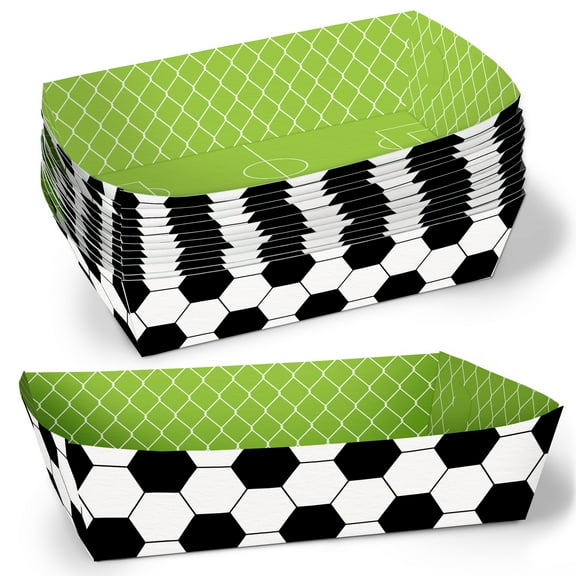 Big Dot of Happiness Soccer Party Paper Food Trays, Disposable Double-Sided Paper Food Holders for Nachos, Hot Dogs, French Fries - 12 Ct