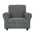 thumbnail image 3 of 1/2/3 Seate Sofa Covers Stretch Knitted Jacquard Sofa Cushion Slipcover For Living Room Furniture Protector With Individual Seat Cushion Covers, Dark Gray, Armchair Covers, 3 of 9