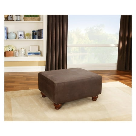 Sure Fit Stretch Leather Ottoman Slipcover, Brown