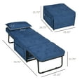Folding Sofa Bed, Button Tufted Ottoman Sleeper Chair Bed, Blue