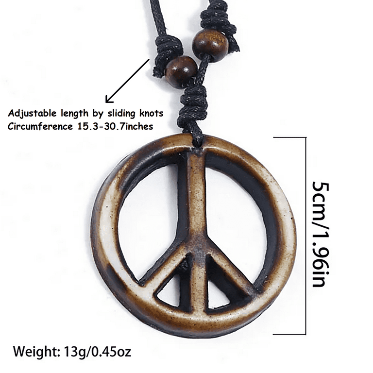 Peace Sign Necklace Wooden Costume Accessories Female Peace Sign Necklace Wooden Costume Accessories Female