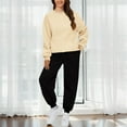 thumbnail image 2 of BLOCLOALO 2 Piece Lounge Set Long Sleeve Pullover Sweatshirts Fashionable Casual Solid Color Sweatshirt and Pants Suit Pullover Crewneck Sweaters Sweatpants and Sweatshirt Set Soft Lounge Sets Beige L, 2 of 9