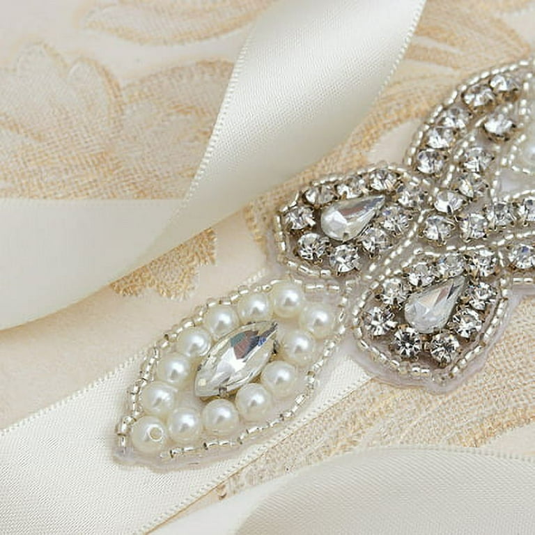 Pearl and rhinestone wedding belt hot sale