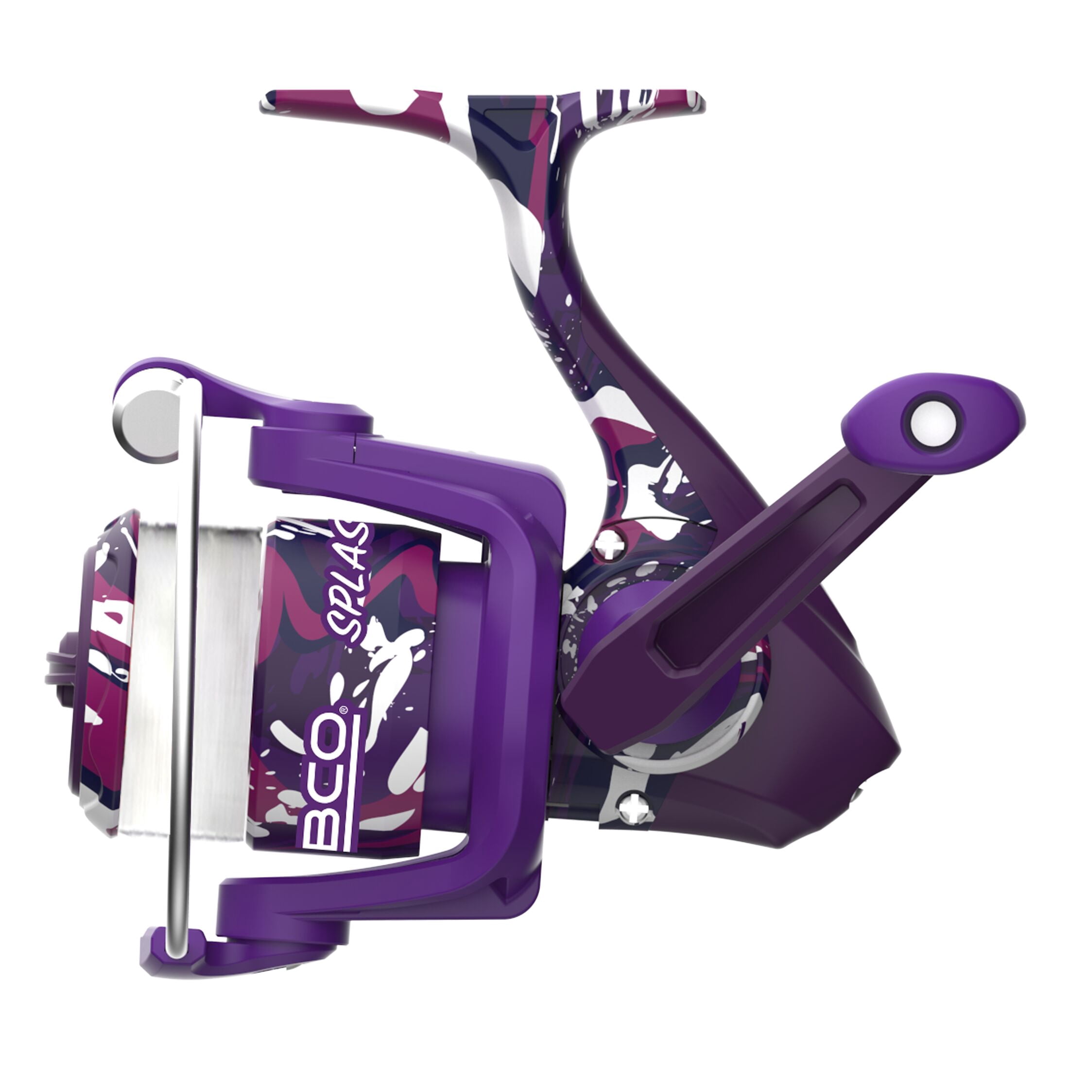Zebco Splash Spinning Reel and Fishing Rod Combo, 6-Foot 2-Piece Fiberglass Rod, Medium-Light Power, Moderate Action, Size 20 Reel, 5.2:1 Gear Ratio, 2-Bearings, All Metal Gears, Tidepool Purple