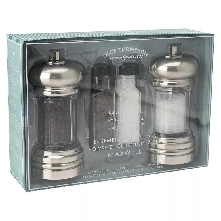 Olde Thompson 5965-90 Maxwell Set, with Sea Salt and Black Pepper Refill