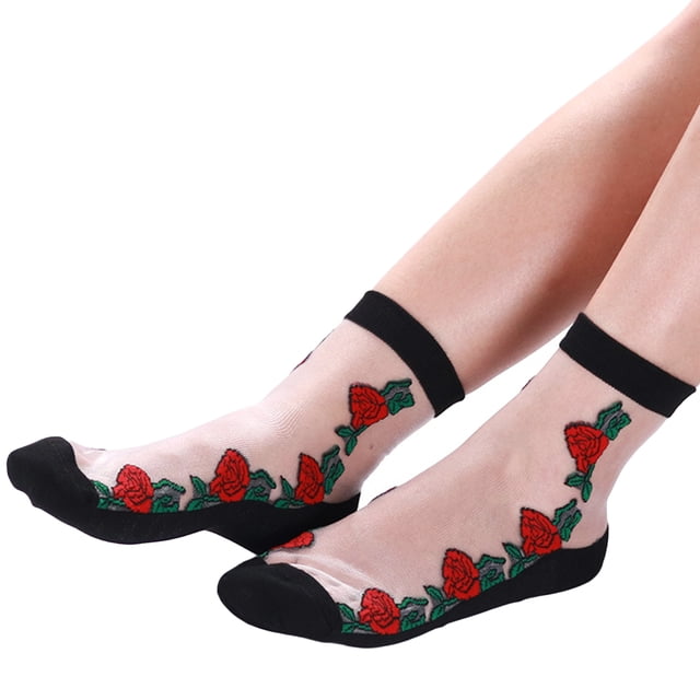 unbranded 5Pares Calcetines Transparentes De Para Mujer Con Patrón Y Suela De