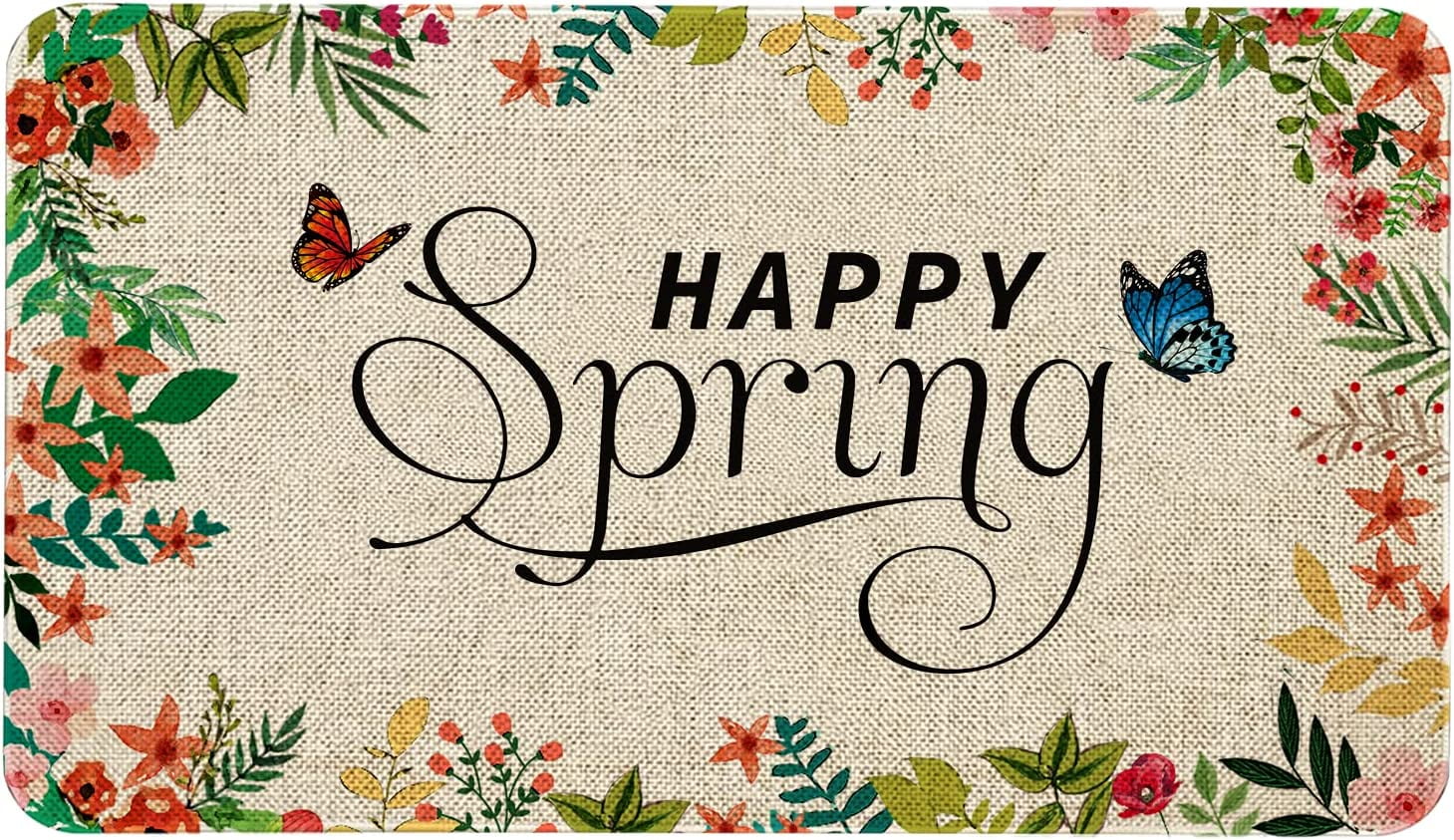 Mloabuc Happy Spring Decor Door Mat Flower Farmhouse Mats