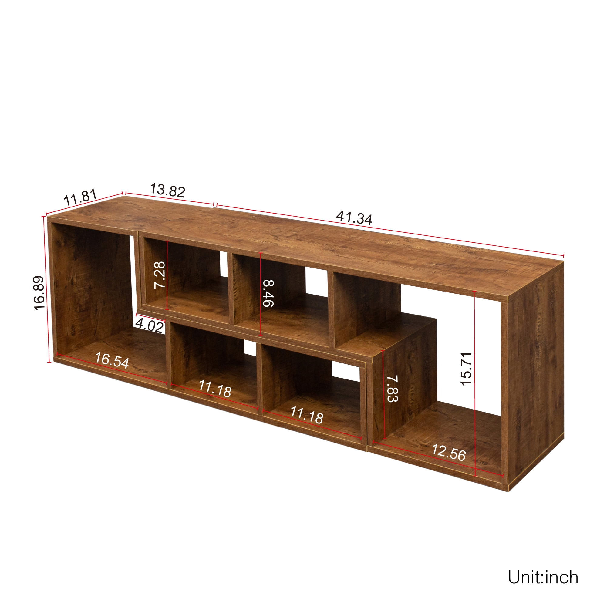 Yardi Yard Modern DIY Double L-shaped TV stand, Stackable Wood Bookcase Bookshelf for CDs/Books/Media Storage, Brown Yardi Yard Modern DIY Double L-shaped TV stand, Stackable Wood Bookcase Bookshelf for CDs/Books/Media Storage, Brown