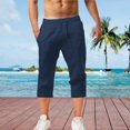 thumbnail image 2 of Blekii Men's Casual Summer Shorts, Solid Color Cotton Flat Front Shorts, Fashionable Lightweight Bottoms for Hot Weather, Versatile Pants for Beach, Lounge, Or Daily Outings,, 2 of 9