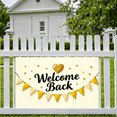thumbnail image 3 of LUUFILx Welcome Back Banner Glitter Heart Chevron Flags Party Decoration Backdrop Event School Office Homecoming Background Holiday Celebration Decor, 3 of 7