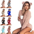 thumbnail image 4 of Mujeres Niñas Traje de pijama de felpa con capucha Orejas de oso Mono Ropa de dormir Mameluco Jumpingount FS10114-11, 4 of 7