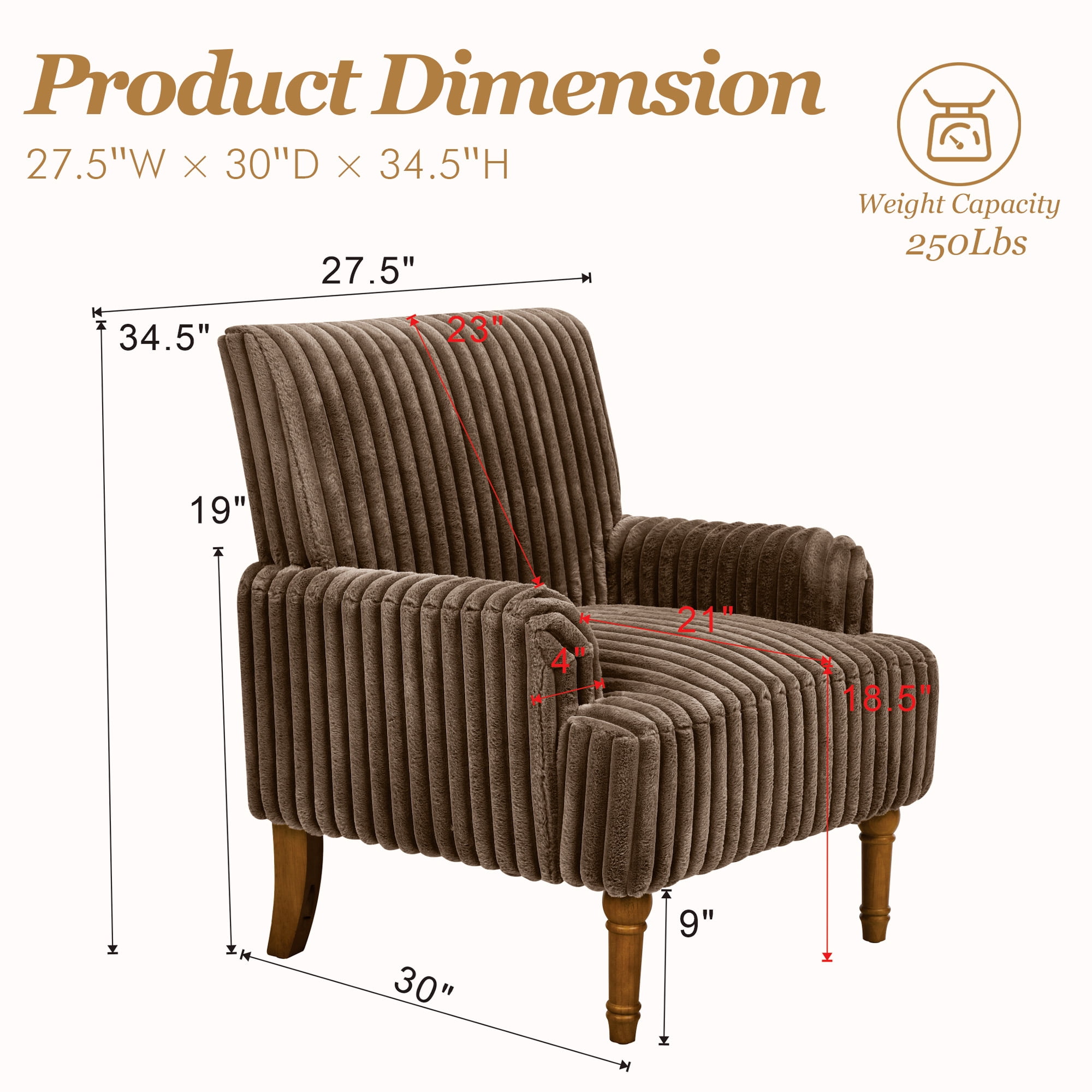 MOONMISS Accent Chair for Living Room,Coffee