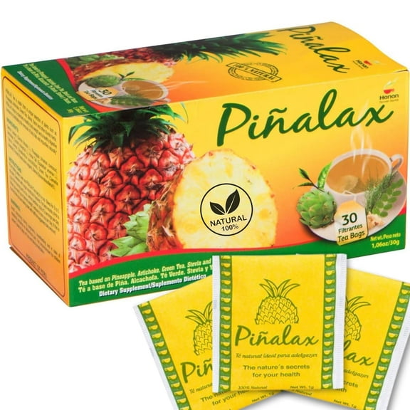 Piñalax 30 Teabags Herbal Tea of Pineapple, Green Tea, Artichoke, Stevia, Yacon Leaves, Senna, Horsetail and Fennel from Peru - For Natural Cleanse & Detox