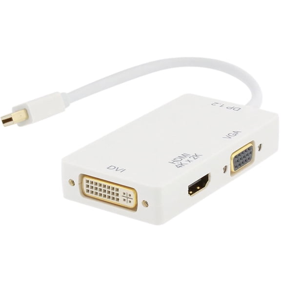 Nippon Labs 30DP-MDP-HDV-4K Mini DisplayPort Adapter - 3-in-1 - 1080p - Monitor Adapter - Mini DP to HDMI / VGA / DVI Adapter Hub