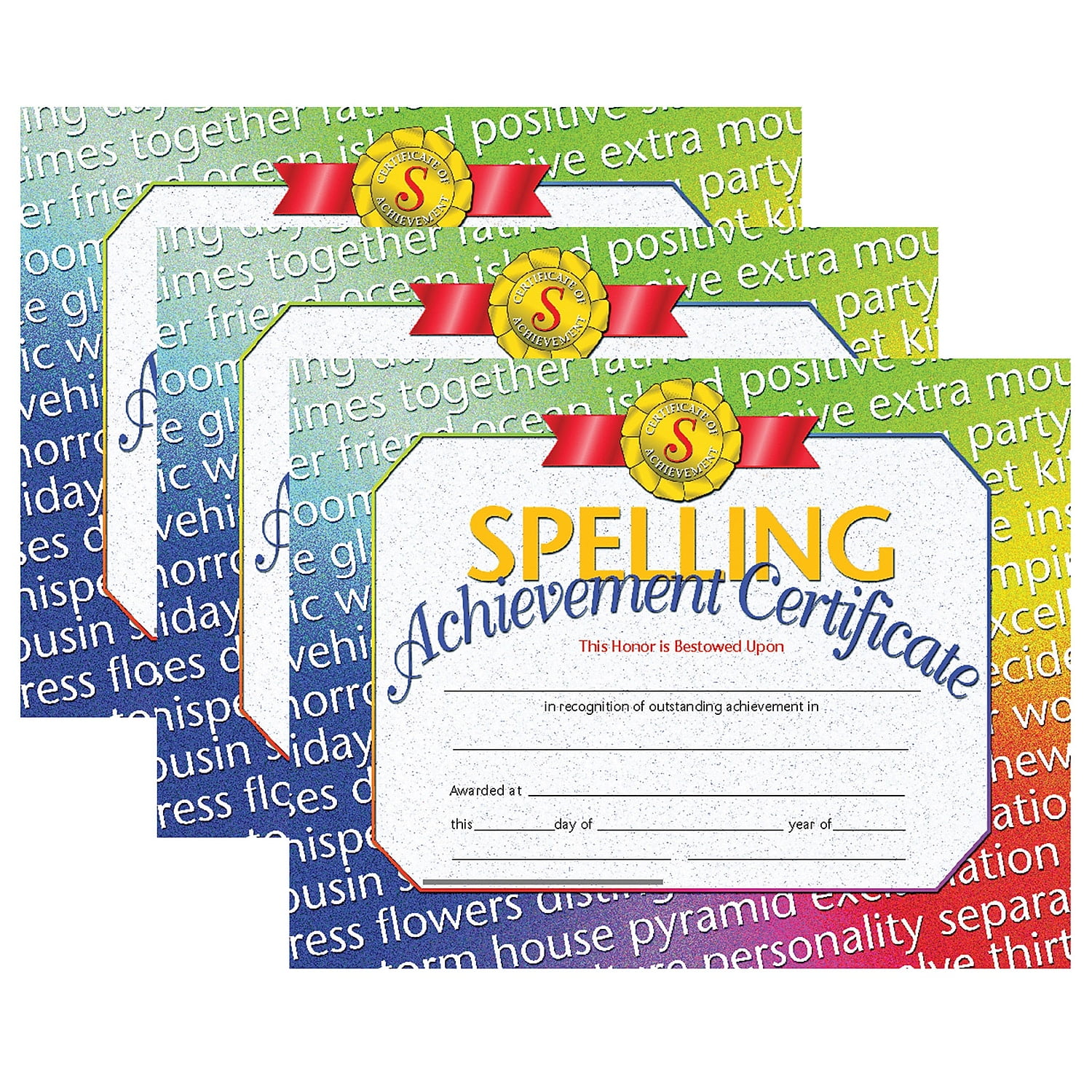 Hayes Publishing Certificate 8.5'' x 11'' Spelling Achievement 30 Per Pack 3 Packs (H-VA676-3)