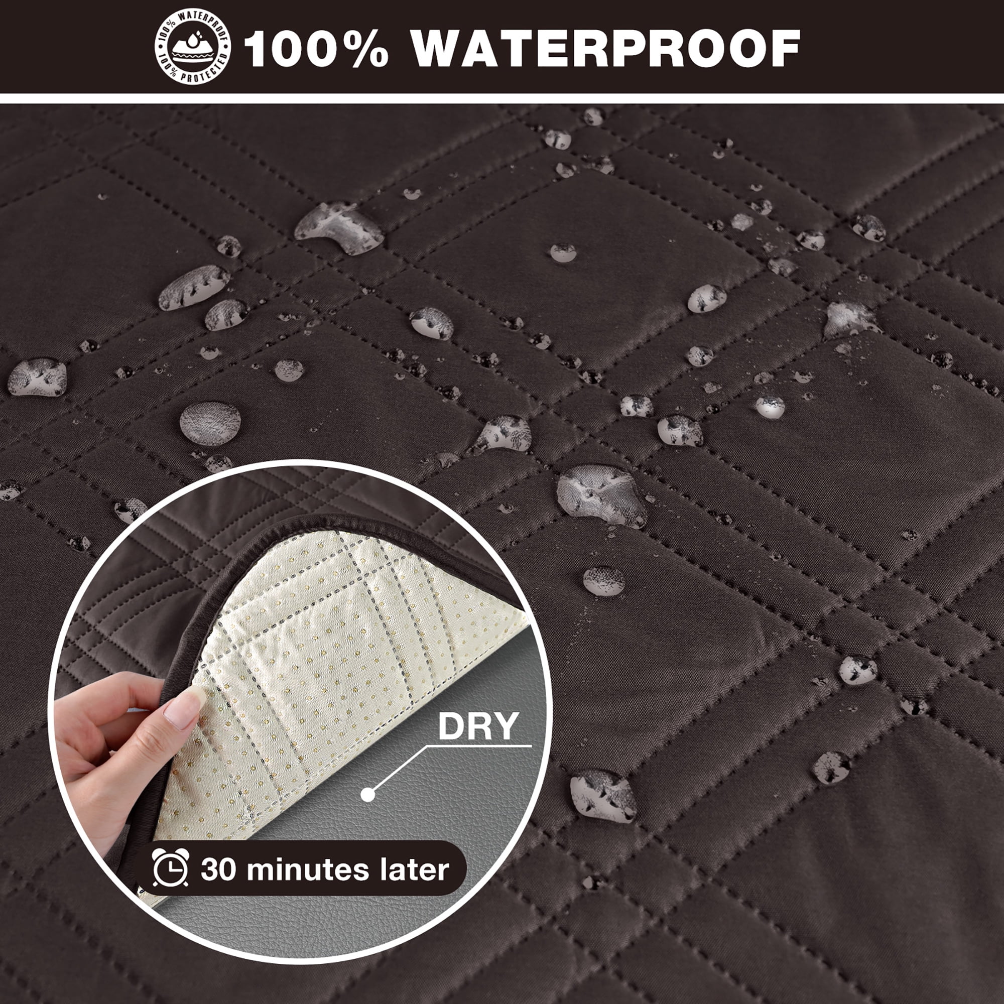 TAOCOCO Non-Slip Waterproof Recliner Sofa Covers, Washable Split Sofa Slipcovers for Reclining 3 Seater Couch, Recliner Sofa Cover with Side with Pockets Home Furniture Protectors,Coffee