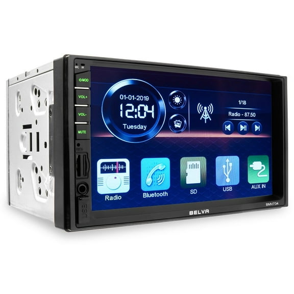 Belva BMV734 7" Double DIN Touchscreen Digital Multimedia Receiver w/ Bluetooth and Phone Mirroring