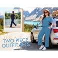 thumbnail image 3 of SHOWMALL Women's Plus Size 2 Piece Outfits Casual Matching Sets Short Sleeve Pleated Top and Wide Leg Pants Lounge Set with Pockets, XL-5XL, 3 of 9