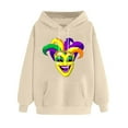 thumbnail image 3 of VBTAPA Mardi Gras Hoodies for Women Carnival Mask Graphic Print Hooded Sweatshirt Drawstring Pullover Hoodie with Kangaroo Pocket Beige XL, 3 of 6