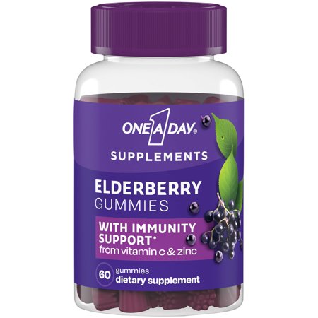 2 PACK - One A Day Elderberry Gummies with Immunity Support  60 Count ( 2 BOTTLES = 120 GUMMIES)*EN
