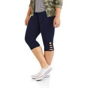 Junior's Plus Super Soft Brushed Lattice Capri Legging