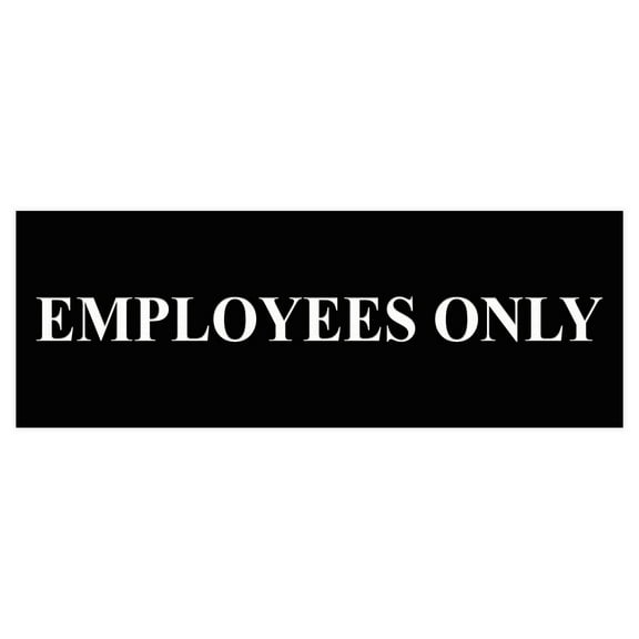 Basic Employees Only Door / Wall Sign - Black - Small