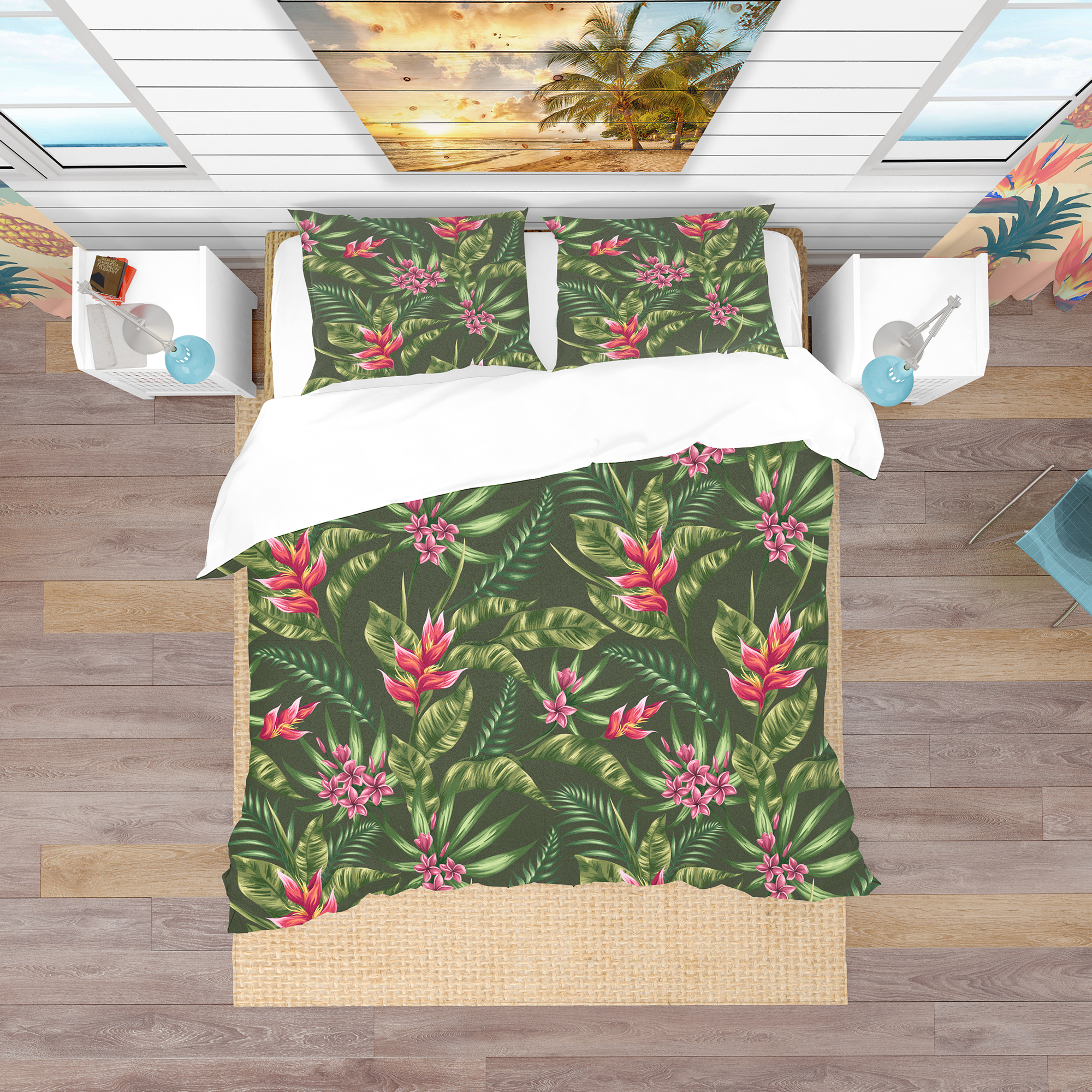 Designart 'Floral Pattern' Tropical Duvet Cover Set