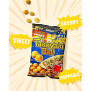 (6 pack) Calbee Takoyaki Ball Flavored Corn Puffs Japanese-Style BBQ Sauce 3.17oz